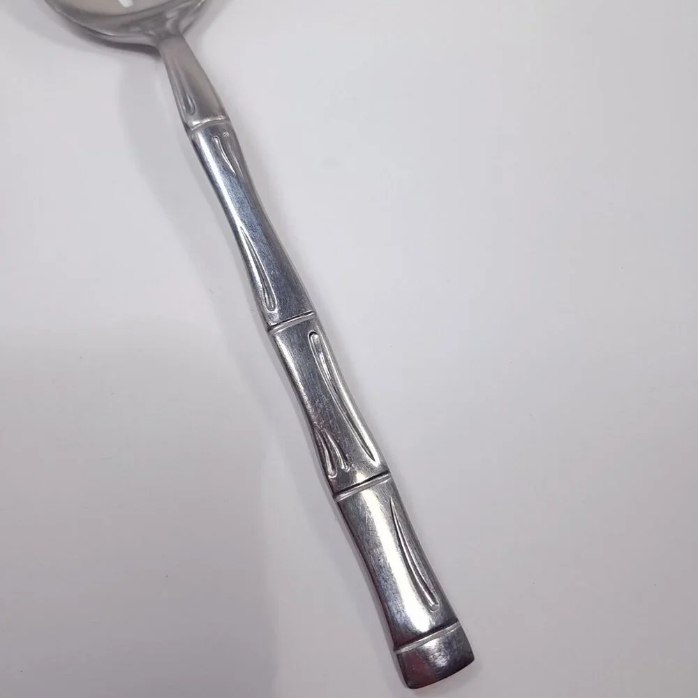 Vintage Reed & Barton Regal Bamboo pierced slotted serving spoon Korea Rebacraft